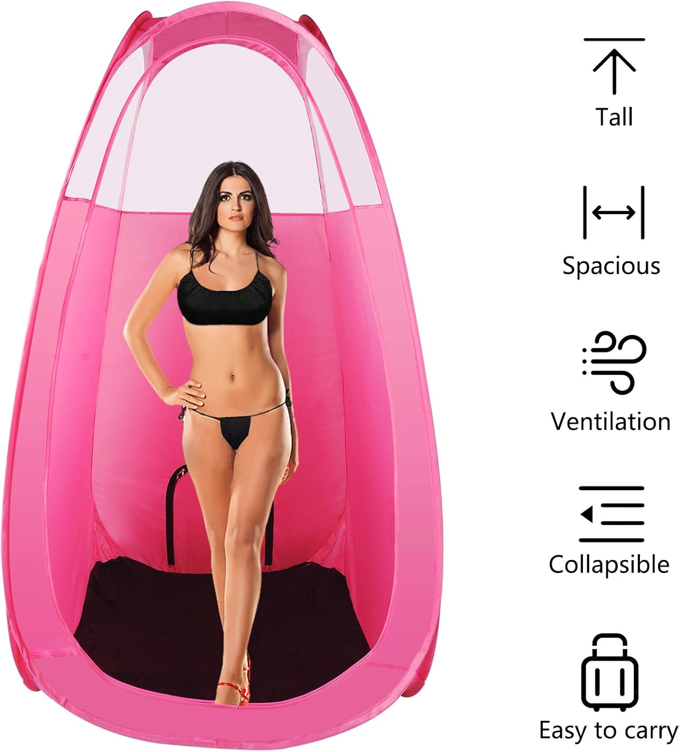 22 Pcs Spray Tan Tent Set, Pop Up Portable Professional Mobile Self Tanning Tent Booth with Carry Bag & Waterproof Floor, Large Taner Spray with Vent Opening (78.4 * 47.2 * 47.2 inches，Pink)