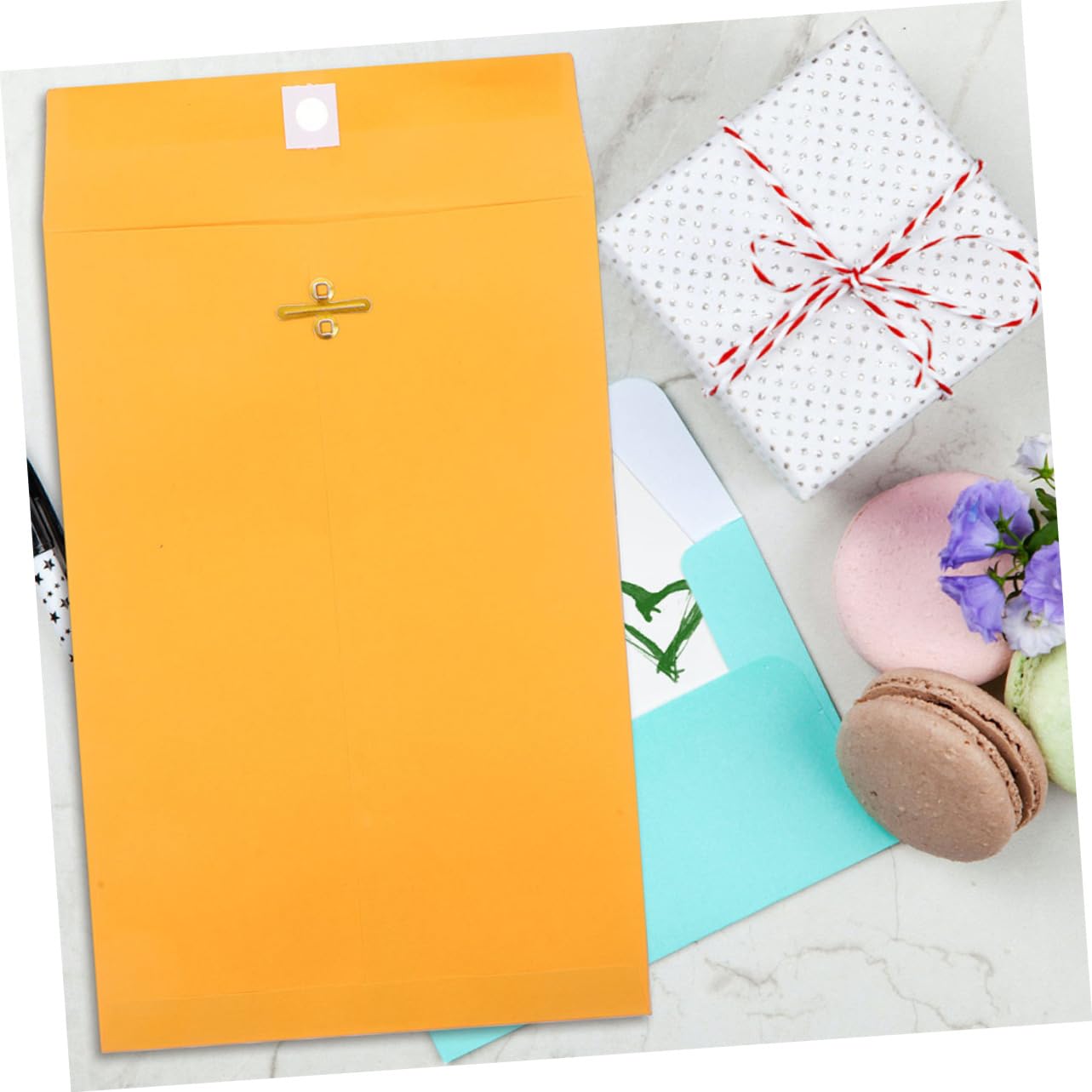 Enveloppes à Fermoir 100 Pcs en Papier Kraft Jaune