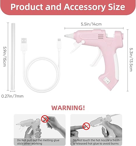 Miniatura 6 de Juego de pistola de pegamento caliente inalámbrica y palos, mini pistola de pegamento para manualidades, manualidades, madera, vidrio, escuela,