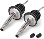 2PCS Verseurs en acier inoxydable, BALTRE Bouteilles à vin de vitesse, huile d'olive et vinaigre Boue à bouchon, convient pour la bouche de bouteille d'environ 3/4", avec bouchons de poussière scellés