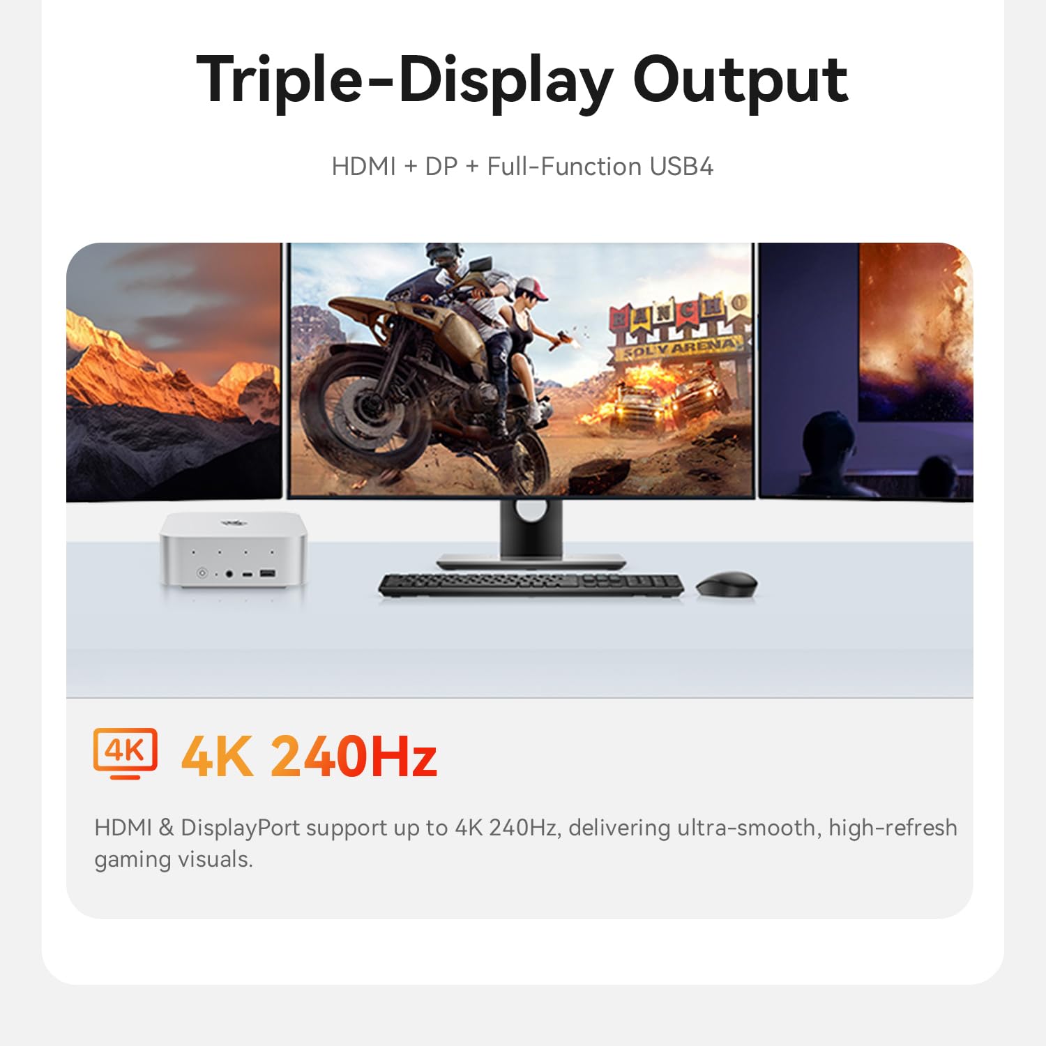 Beelink SER9 Pro Mini PC, AMD Ryzen R7 H255, 24 Go RAM LPDDR5X, SSD 1 To, 4K 240 Hz, Triple écran HDMI/DP/USB 4, Wi-Fi 6, LAN 2,5 Gb