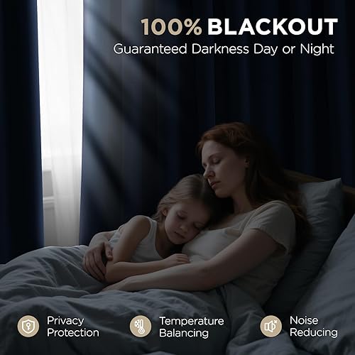 Miniatura 4 de Joydeco Cortinas de terciopelo 100% opacas de 108 pulgadas de largo, juego de 2 paneles de cortinas opacas con aislamiento térmico para dormitorio,