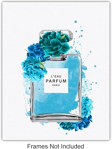 Miniatura 3 de High Fashion design Glam Wall Art - Blue Decor - Designer Perfume Bottle Poster Set - Haute couture Pictures - Bedroom Decor for Women, Living room