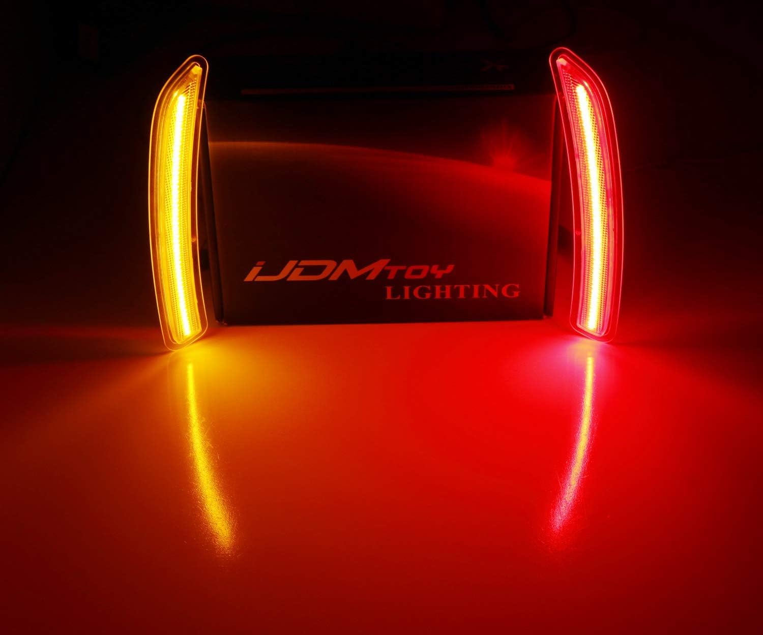 iJDMTOY Smoked Lens Amber/Red Full LED Side Marker Light Kit Compatible With Gen3 MINI Cooper F55 F56 F57, Powered by Total 160-SMD LED, Replace OEM Sidemarker Lamps