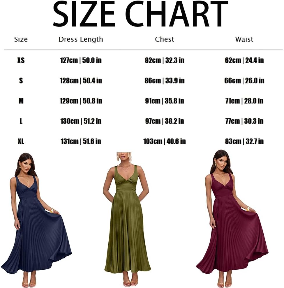 Women's Pleated Bridesmaid Dresses for Wedding V Neck Adjustable Straps Maxi Formal Party Dress - Image 7