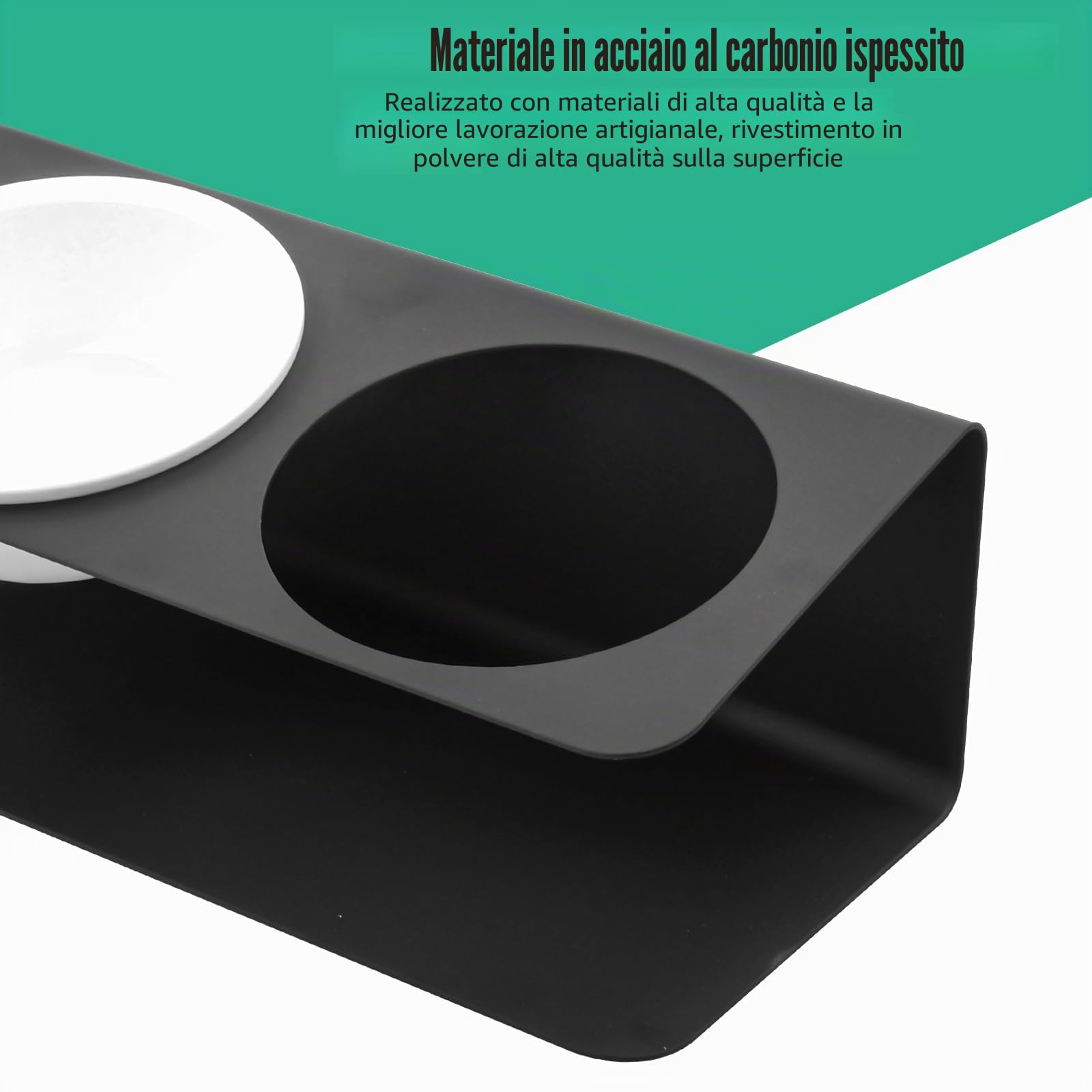 Ciotole per Gatti Rialzate con Supporto Metallo Inclinata di 15°, 3 Ciotola Gatto Ceramica, Ciotole Cani Piccoli per Cibo e Acqua, Ciotole per Alimenti Gattini di Alimentazione Anti Vomito