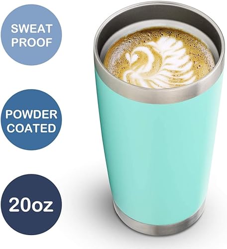 Miniatura 4 de LUMMINI Taza de café aislada con tapa, vasos de acero inoxidable de 20 onzas, vasos aislados, taza de café de viaje, regalo para todos (blanco)