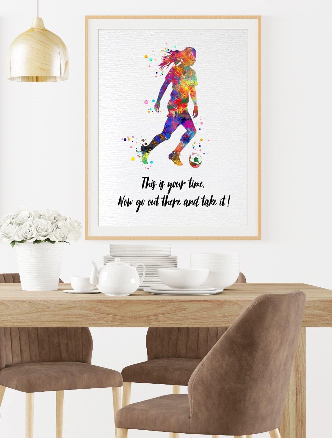 Dignovel Studios 13X19 Unframed Soccer Girl Female Soccer Player Sports Inspirational Quotes Watercolor Art Print Poster Wall Hanging Decor DN823