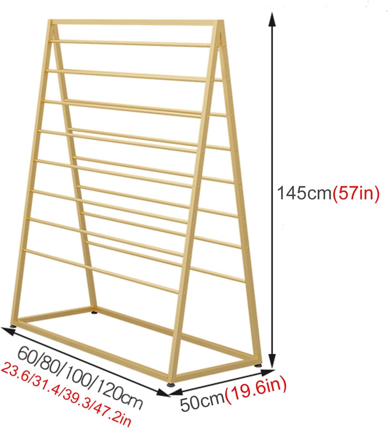 Shawl Fabric Trousers Ties Holder Shelves Show Rack for Home/Store,Floor Standing Metal Scarf Large Capacity Holder Organizer, Space Saving(Gold,60cm/23.6in)