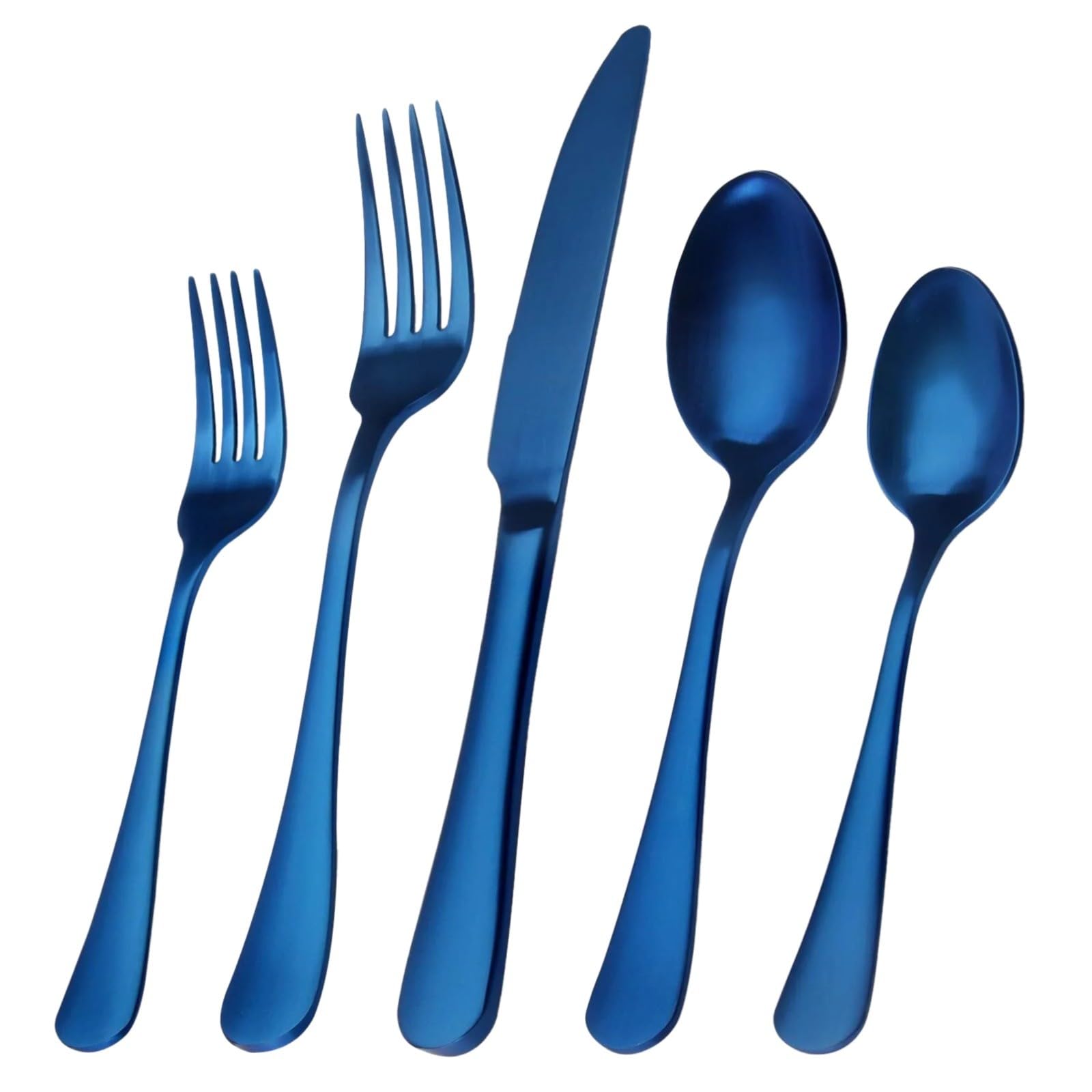 BabyJem Set Posate Bambino: Forchetta E Cucchiaio In Acciaio Inox Con Manici In Plastica, Blu, Lavabili In Lavastoviglie