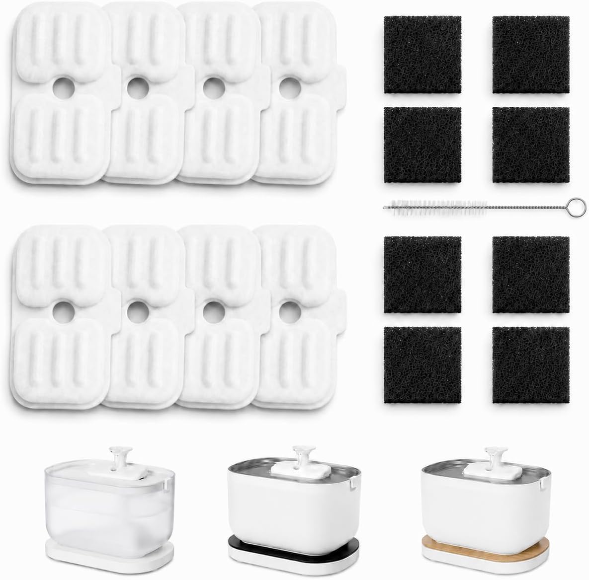 16 PCS Cat Fountain Filters, 8-Week Supply, 8 Filters + 8 Sponges