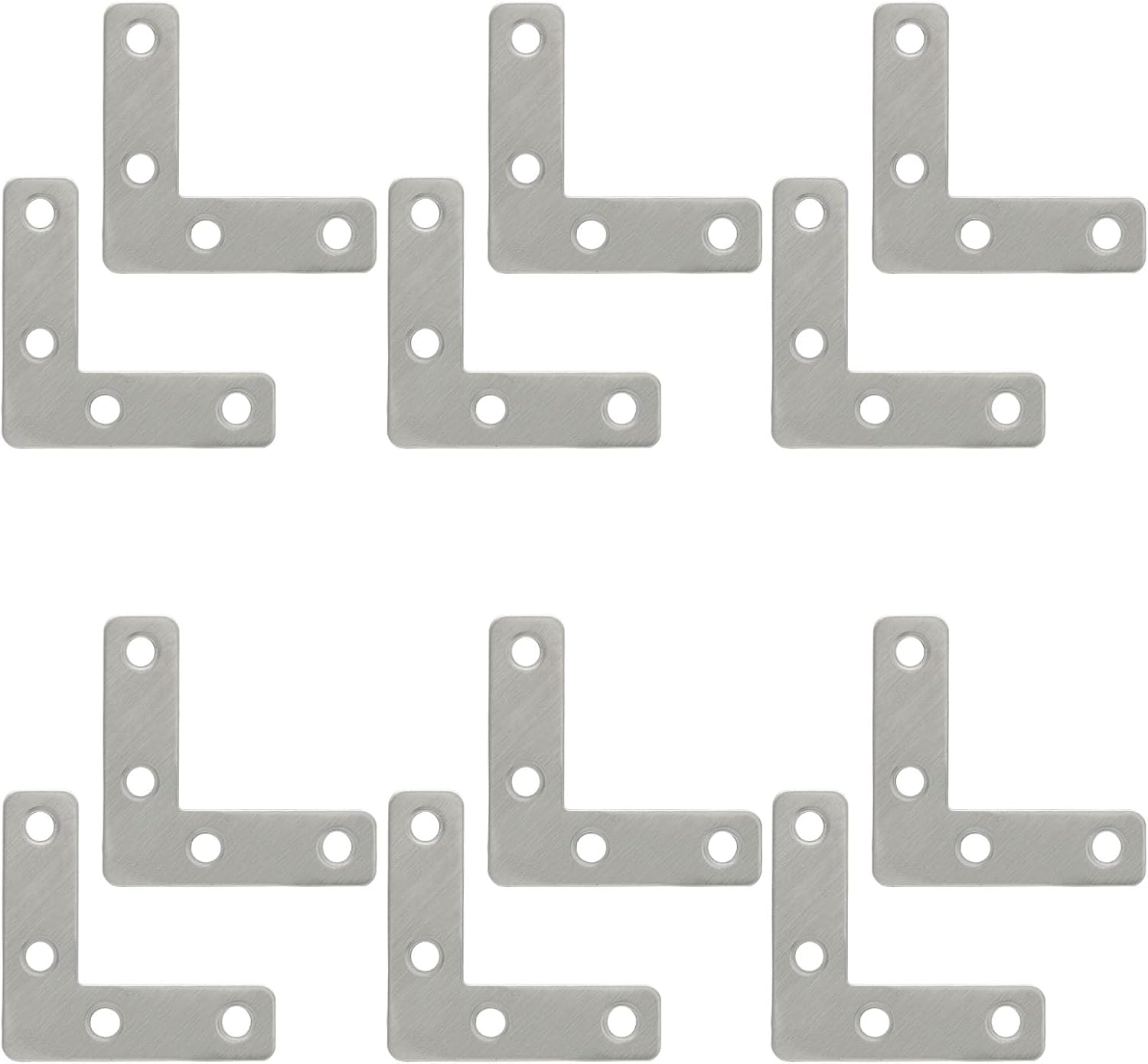Bonsicoky Stainless Steel L Bracket Corner Brace, 12 Pcs 2 x 2 Inch Corner Braces, Sturdy Flat Angle Brackets for Furniture, Shelves and Home Repair, Silver Metal L Shaped Support