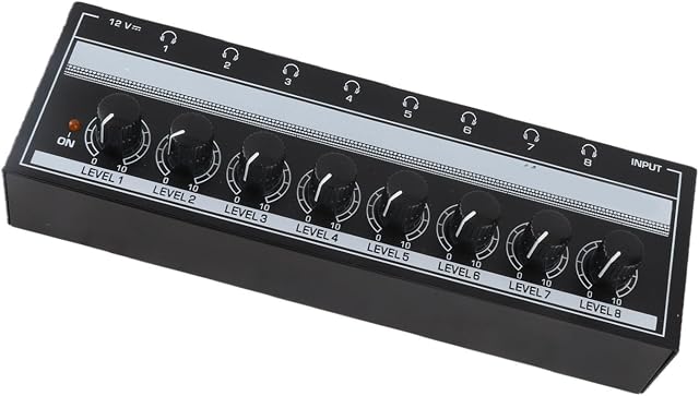 Portatif 8-Channel Amplificateur d'écoute stéréo, construction métallique, avec adaptateur de puissance, Studio et utilisation de scène