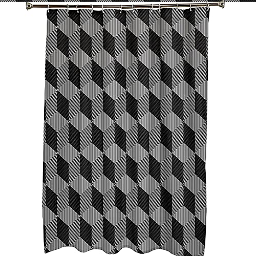 Rideau de douche 165x200cm polyester géométrie gris KnSam - 7