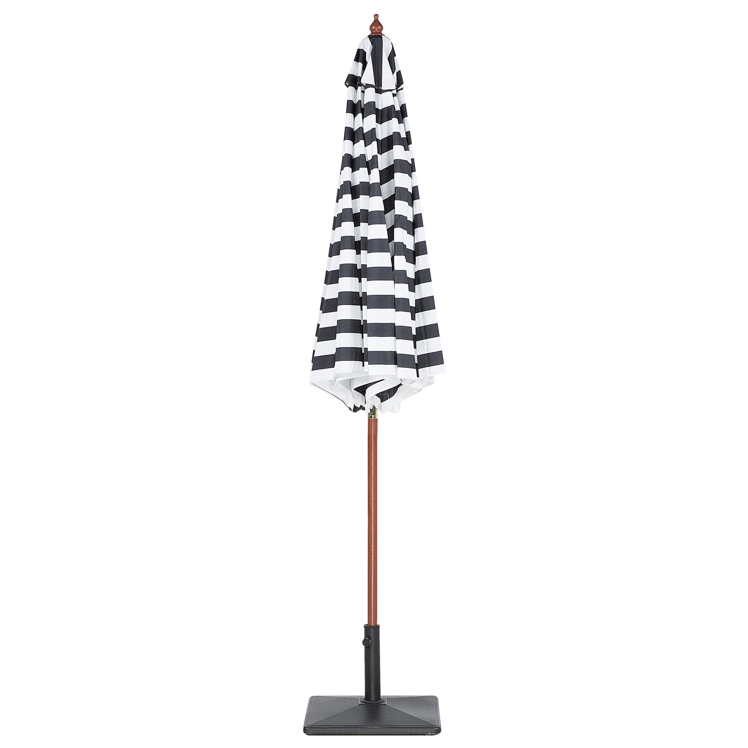 Parasol ogrodowy czarno-biały w pasy drewniany maszt składany 260 cm Ferentillo
