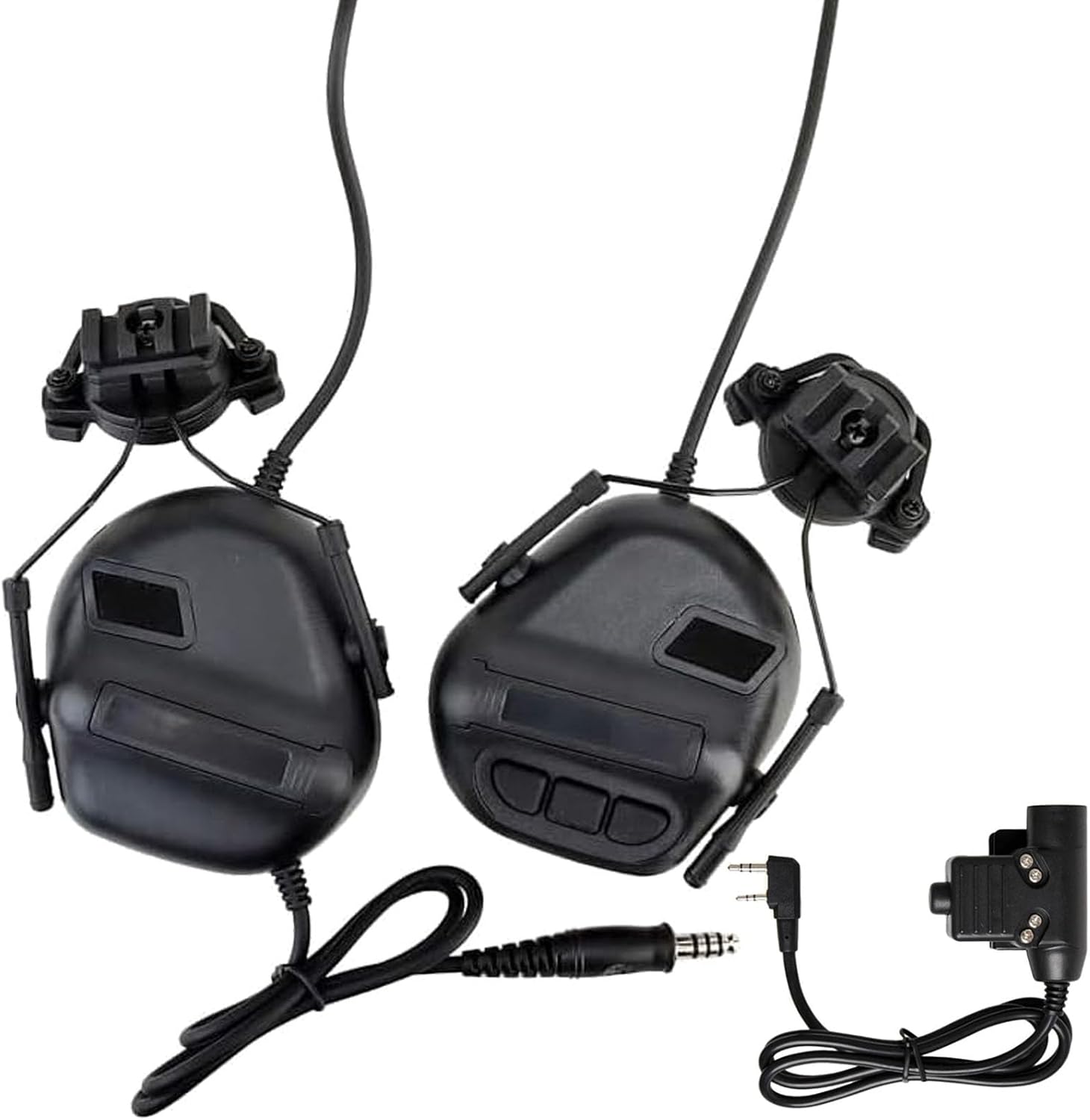 ATAIRSOFT Tactical Headset with Mic Airsoft Headphone with PTT Without Noise Cancellation Function for Walkie Talkie - BK