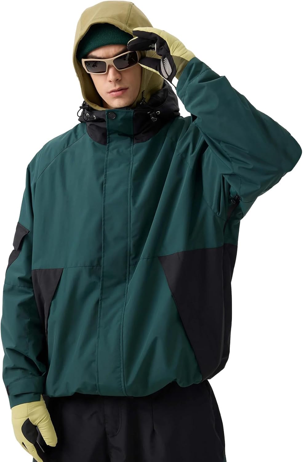 GSOU SNOW Mens Womens Ski Jacket Baggy Snowboard Coat Waterproof Shell Jacket Snow Hoodie Loose Fit For Winter Outdoor Sports