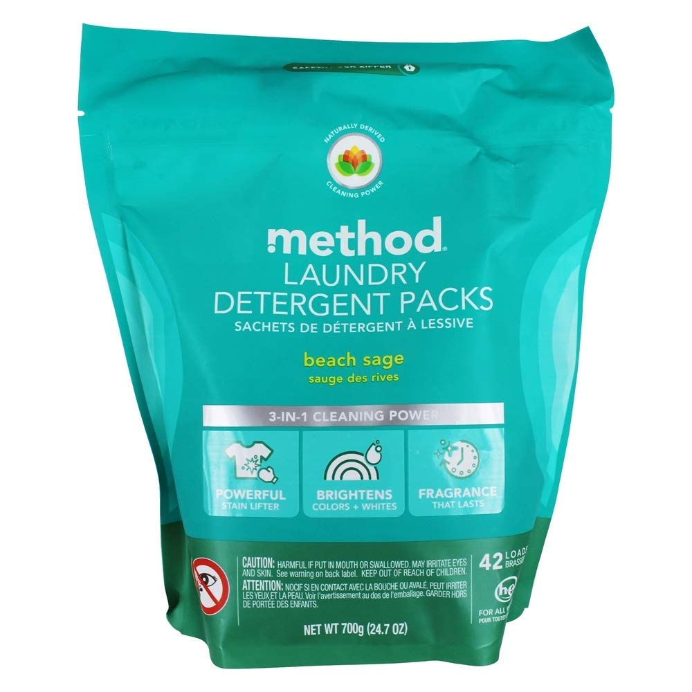 Method Laundry Detergent Packs, Beach Sage, 42 Count, 1 Pack, Packaging May Vary