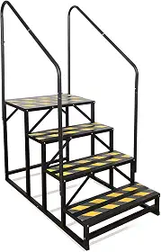 Escadas de trailer de 4 degraus, degraus de banheira de hidromassagem, escada de spa ao ar livre com corrimão duplo, escada de 5ª roda econômica portátil para trailer de viagem, motorhome