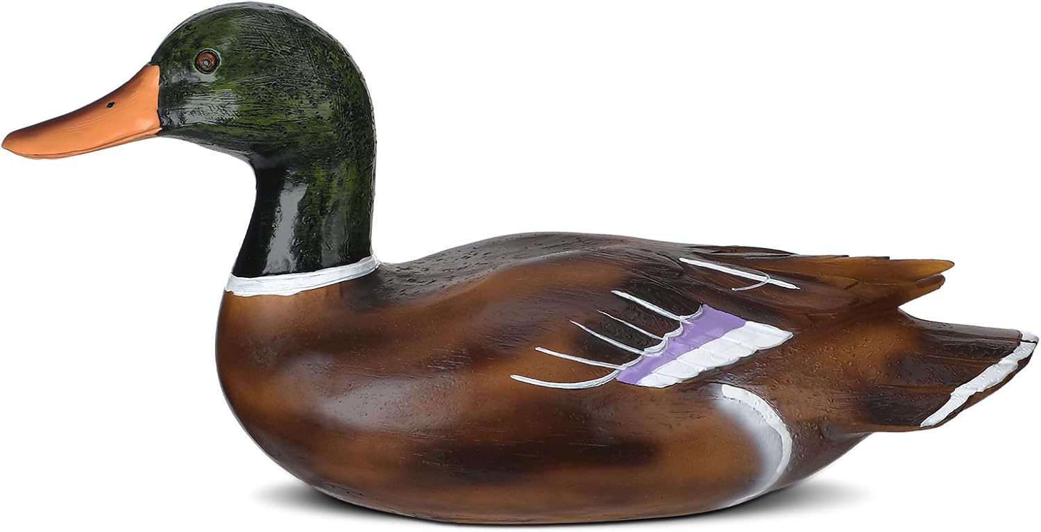 Fumete Duck Home Decor Statue Vintage Rustic Home Decorations Handcrafted Artificial Wood Duck Figurines Life Like Animal Sculpture for Shelf Countryside Indoor Living Room Farmhouse Desktop