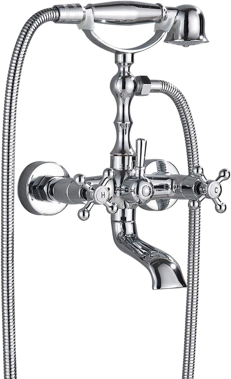 Senlesen Telephone Style Wall Mount Bathtub Faucet Chrome Two Handles ...