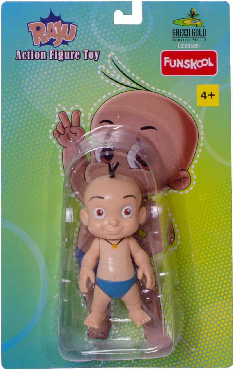 Funskool-Raju Action Figure,Green Gold Chhota Bheem and Friends with Articulation,4 inches,Collectible,for 4 Year Old Kids and Above,Toy