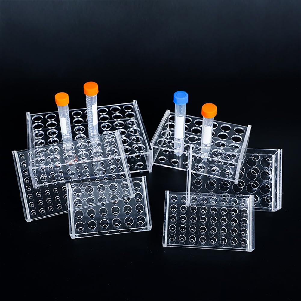 KNMNIU Acrylic Test Tube Rack Holder, 24 Sockets for 5/9”OD Tube Centrifuge Tube Holder Plastic Stand for Labortory Holder Lab Test Tube Transparent(5ml,24 Sockets)
