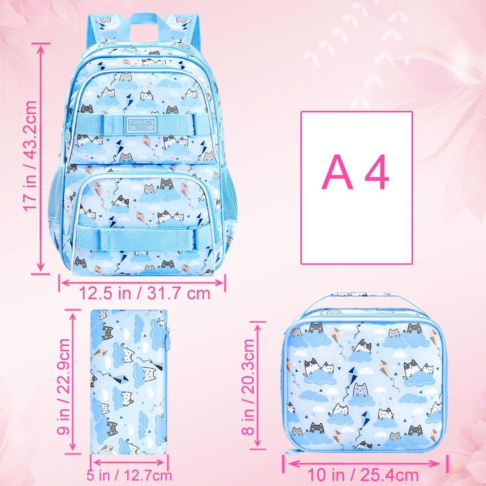 UFNDC Backpack for Girls, 17.5" Water Resistant Cat Galaxy Tie-Dye School Backpacks, Teens Bookbag for Women College Middle