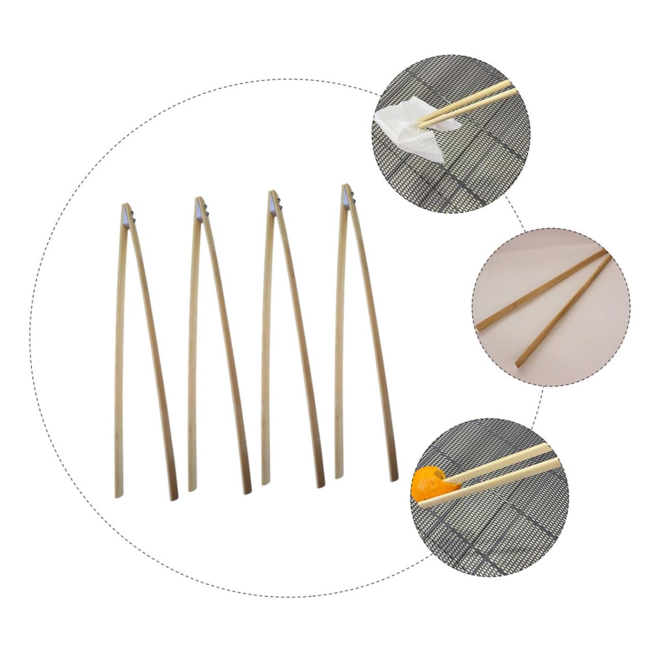 Unomor Bamboo Garbage Picker 4Pcs Long Trash Grabber Tool Heavy Duty Litter Picker for Outdoor Cleaning Reusable 36-Inch Rubbish Clamp Ergonomic Grip
