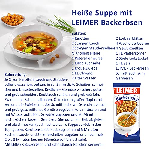 LEIMER Backerbsen 200g im 4er Pack – Knusprig rund gebackene Teigkugeln als vegetarische Suppeneinlage oder Knabbergebäck (4 x 200g)