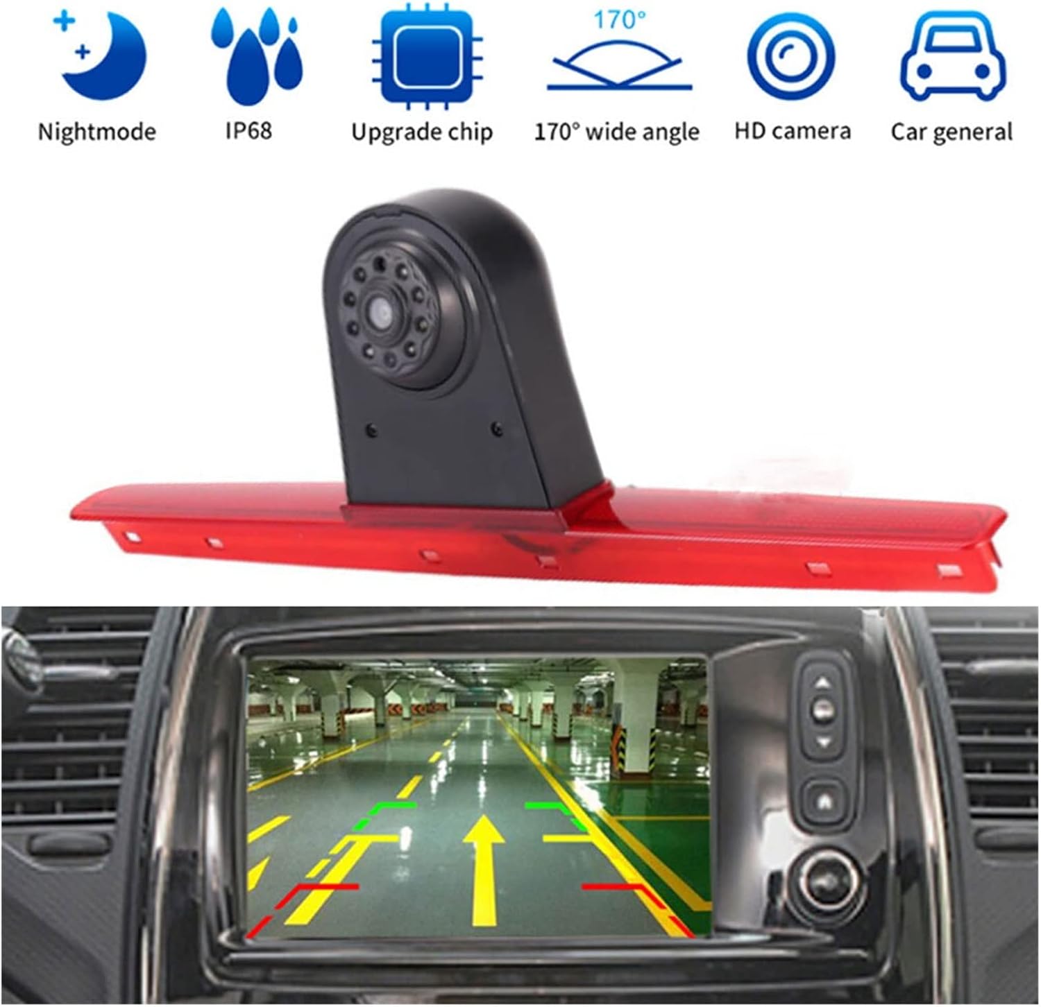 CCD Car Brake Light Reverse Camera Compatible with VW Transporter T5 2003-2015 LED Light Parking Rear View Camera
