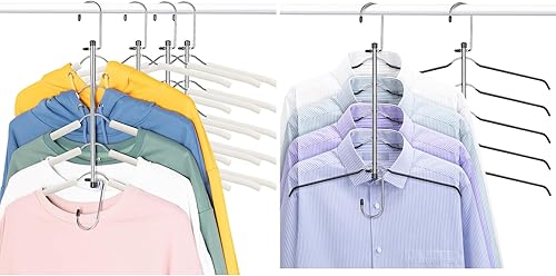 Perchas para ropa antideslizantes que ahorran espacio para camisas con espuma acolchada, paquete de 4 unidades, color beige, perchas antideslizantes