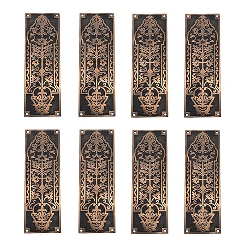 Adonai Hardware 10 Inch Nezib Decorative Brass Push Plate - 8 Pack (Antique Copper)
