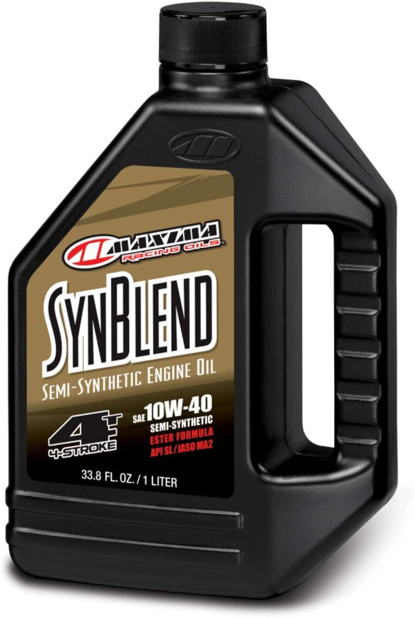 Maxima 34901B Syn Blend4 10W-40 Motorcycle Engine Oil - 1 Liter Bottle (Pack of 2)