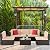 Shintenchi 6 Pieces Patio Furniture Sets Outdoor All-Weather Sectional Patio Sofa Set PE Rattan Manual Weaving Wicker Patio Conversation Set with Glass Table&Ottoman Cushion and Red Pillows, Beige