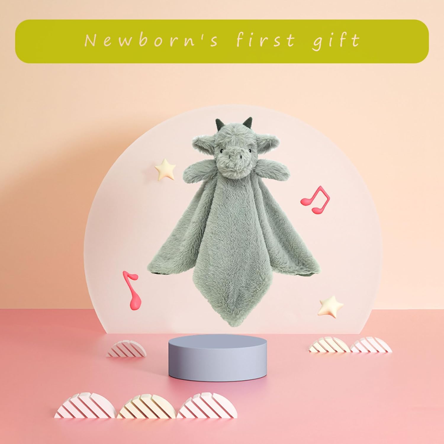 Baby Green Dragon Soft Stuffed Animal Security Blanket, Plush Dinosaur Character Lovey Blanket, Baby Shower/Nursery Gift, Newborn Infant Toddler Snuggle Blankie for Girls Boys, 18 Inches