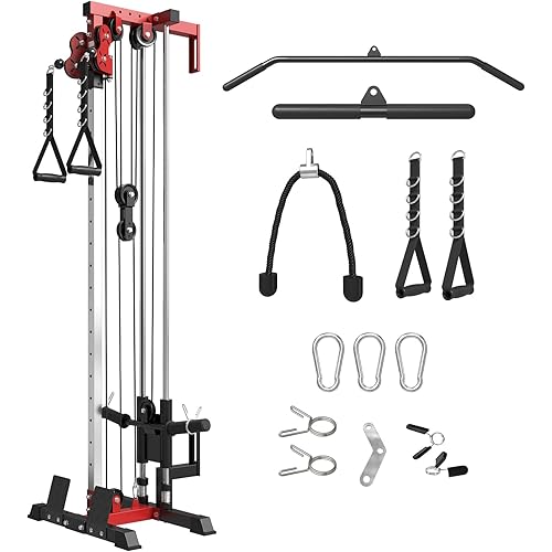 Mikolo Wall Mount Cable Station, Cable Crossover Machine with Dual Pulley System and 18 Adjustable Positions for Home Gym Fitness Equipment