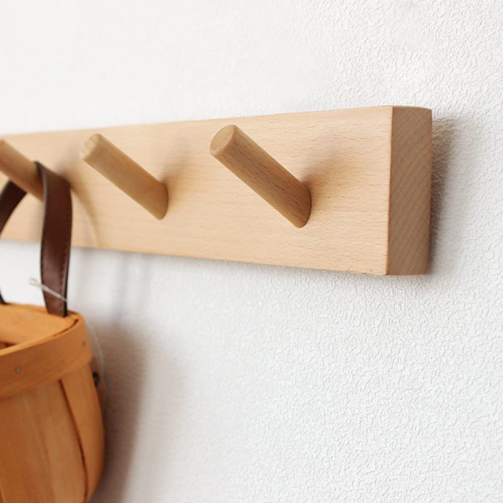 Perchas Modernas de Madera para Entrada para Abrigos y Sombreros | Toallero de Cocina para baño | Adhesivo para Puerta o pared-50cm
