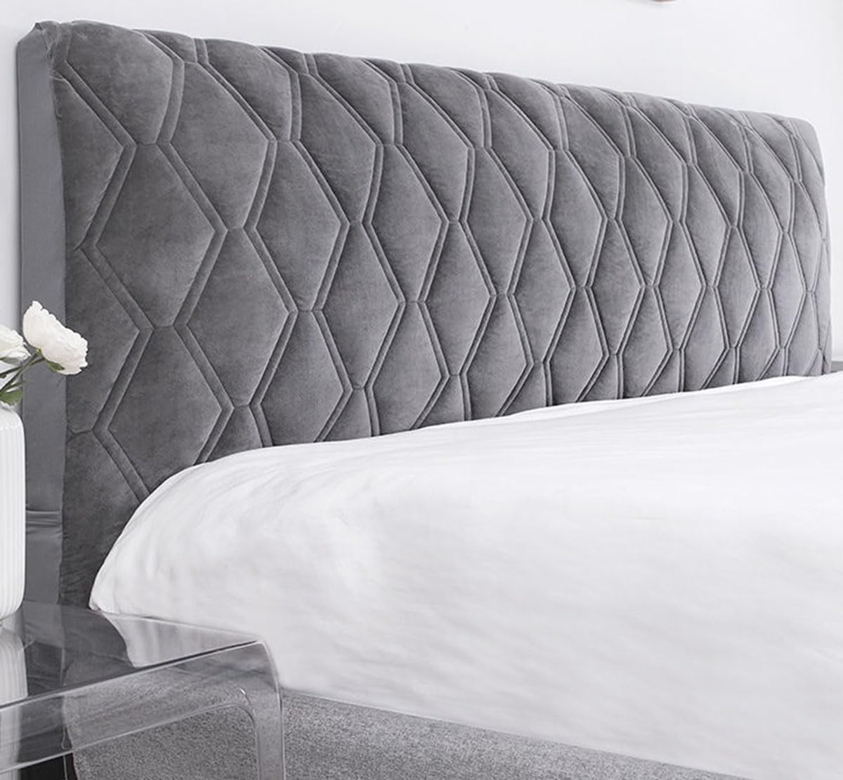 Rtsfkfs 1 Bedside Headboard-Cover,Bed Head Cover High Stretch Velvet Dustproof Bed Headboards Slipcover Modern Elastic Bedspread For Single Double King Bed Head Back Protector ( Color : Size : 60Cm/63In )