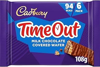 Cadbury Timeout Milk Chocolate Covered Wafer, Crispy Wafer Covered in Smooth Milk Chocolate, Multipack of 6 x 18 g Bars (Pack of 1)