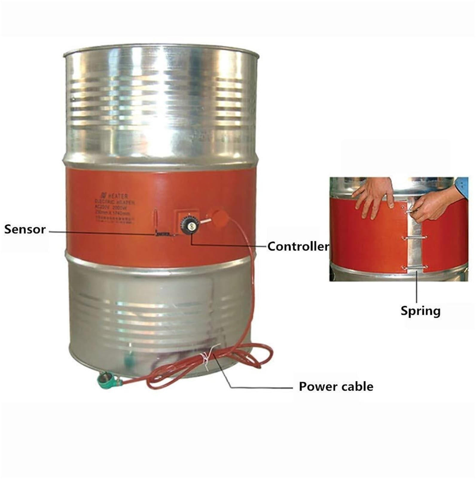 Fassheizband, Anpassbare 55 Gallon Silikon Heizhulle mit Thermostat, Gastank Beheizung zur Viskositatskontrolle und Frostschutz Gerat(Rotary button,D)