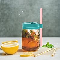 Vista 3 de UPKOCH 1 juego de tapas para tarros de albañil, tapa de vidrio, tapas para beber, frasco de albañil, vertido con boquilla para conservas, concha