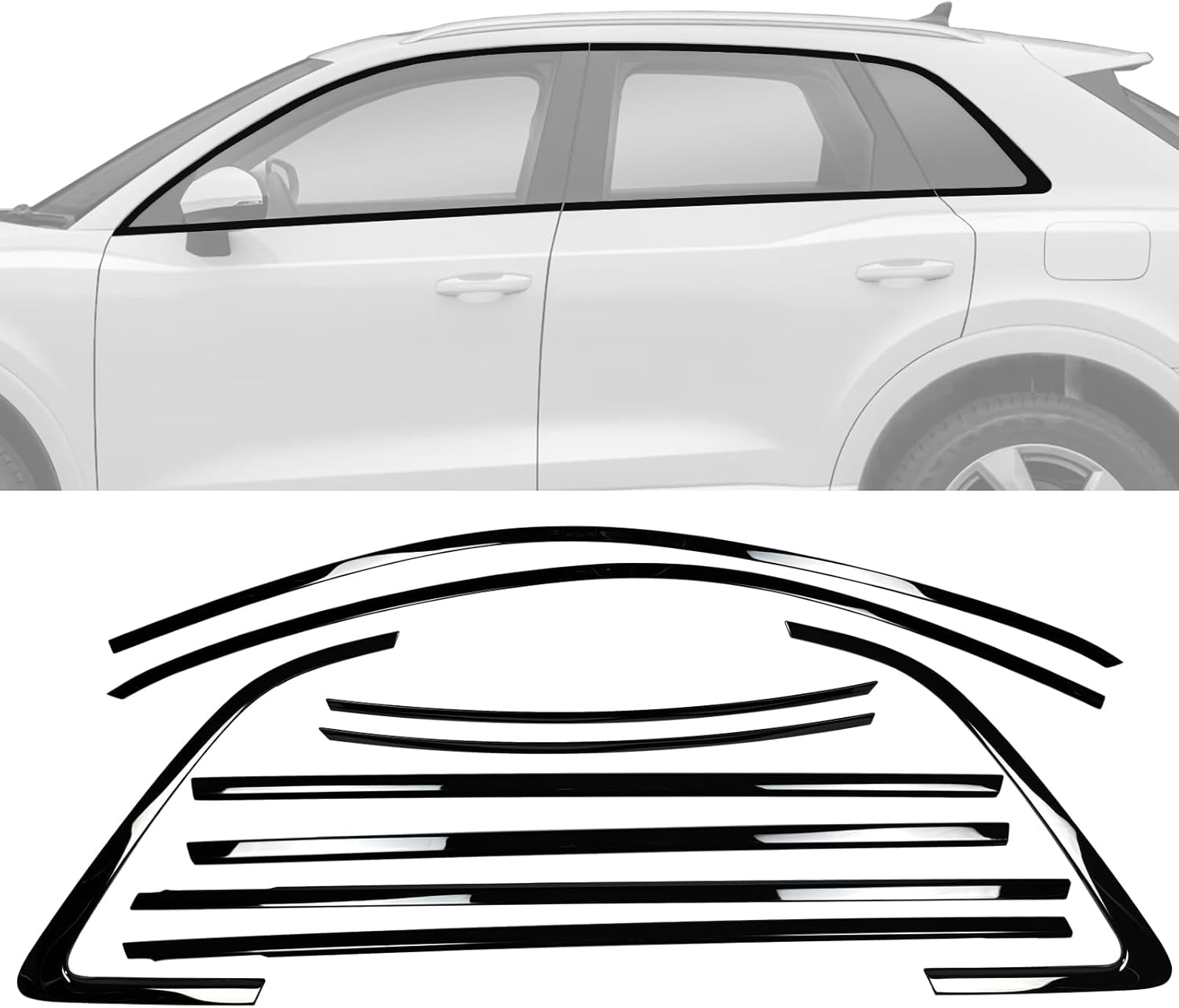 Stainless Steel Window Trim Chrome Delete for Audi Q3 SQ3 RSQ3 2019-2025 Black Window Trim Blackout Kit 19-25 Q3