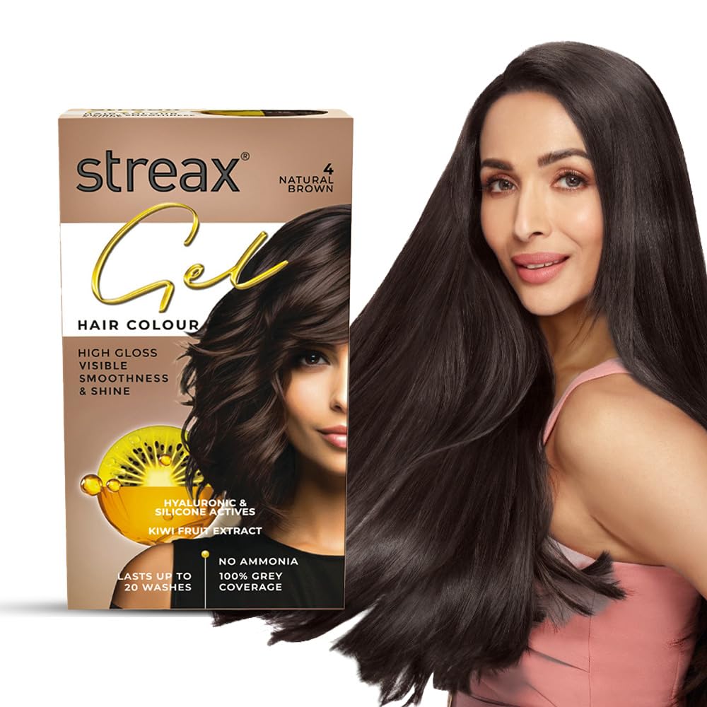 Gel Hair Colour for Women & Men, Natural Brown 4, 150ml | Hair Colour Brown| 100% grey coverage | Long Lasting Hair Color, Easy to Use | Ammonia-Free Hair Color, Lasts Up to 20 Washes