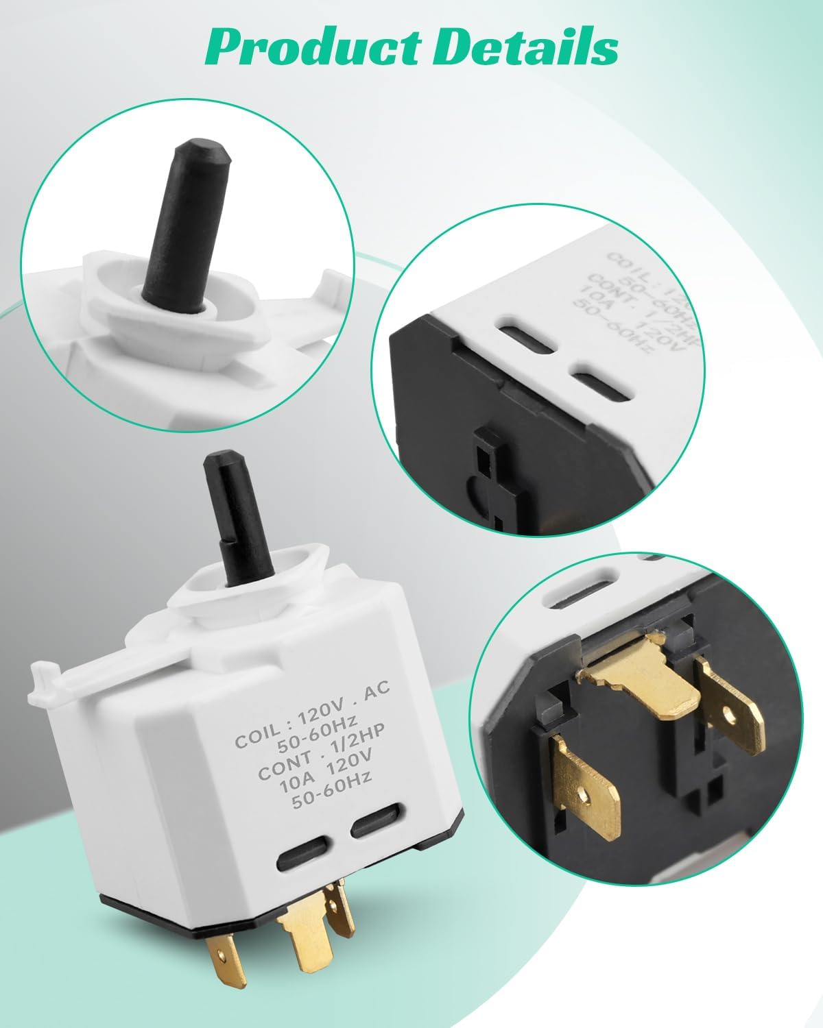 Dryer Start Switch 3398094 Replace AP6008357, 527426, PS11741492 Fit for Whirlpool for Kenmore for Amana Some Dryers Start Relay