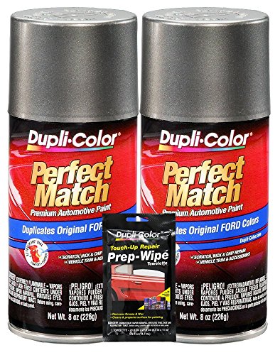 Dupli-Color Dark Shadow Gray Exact-Match Automotive Paint for Ford Vehicles - 8 oz, Bundles with Prep Wipe (3 Items)
