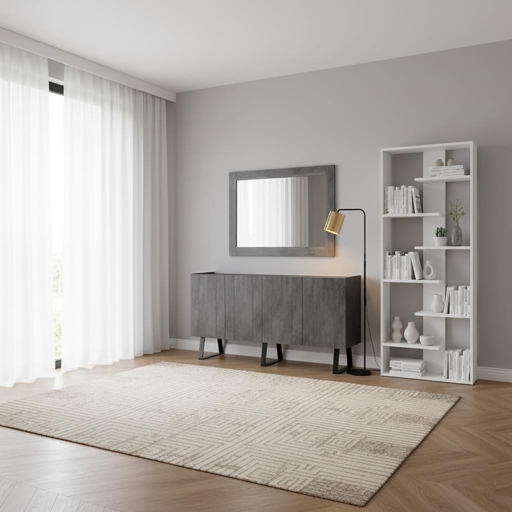 ARHome Sideboard Urban, 160 x 42 x 84 cm, Dunkler Beton, Anrichte 4 Türen, Made in Italy