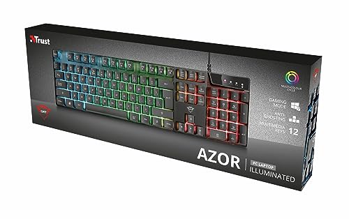 Azor GXT 835 - Tastiera da gioco QWERTY UK con illuminazione a LED, modalità gioco, 12 tasti multimediali, anti-ghosting, tastiera a membrana cablata USB per PC, computer, laptop, laptop - Tastiera gaming - Immagine 9