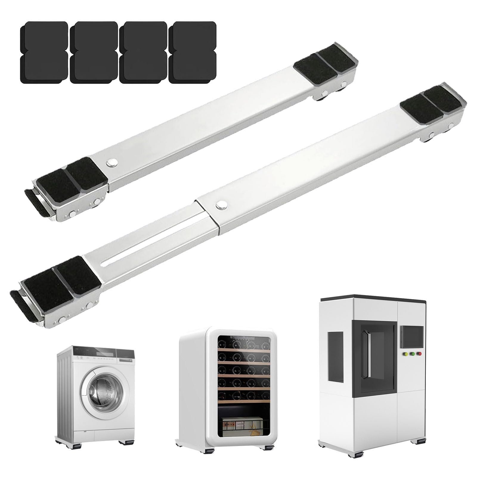Heavy Duty Appliance Rollers, Extendable Furniture Moving Roller Wheels with Brake