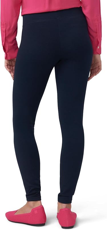 HUE Women's Ultra Soft Cotton Leggings with Wide Waistband, Full and Capri Length, Navy, Medium image 2